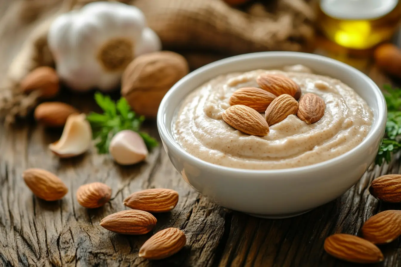 What is almond sauce made of?